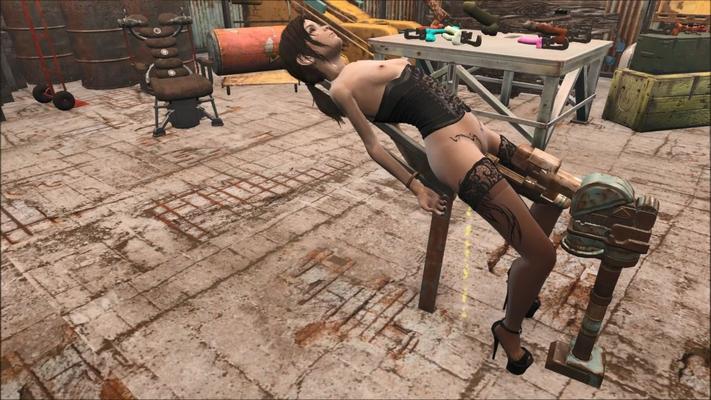 [48 Mo] Fallout 4 - Chaise d'exécution mécanique / Chaise d'exécution mécanique [2019, 3DCG, Fuck Machine, Punition, Dessin animé, Exécution, BDSM, Torture, Bas, Talons hauts]